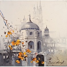 Zahid Ashraf, 12 x 12 inch, Acrylic on Canvas, Cityscape Painting, AC-ZHA-140